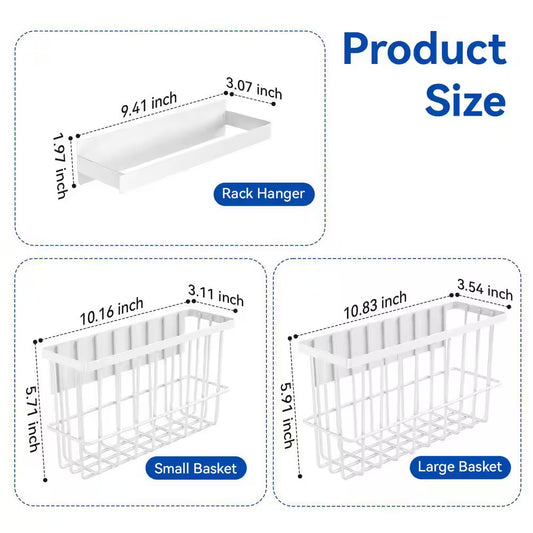 Magnetic White Dryer Ball Holder and Hanger, 6" x 11" x 3.5" Laundry Room Storage Basket