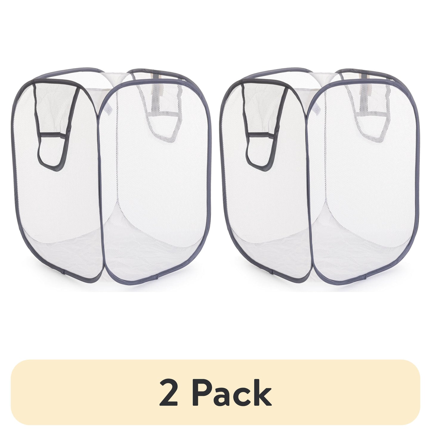 Jumbo Mesh Pop-Up Laundry Hamper Set (2-Pack) - White - Adult Size