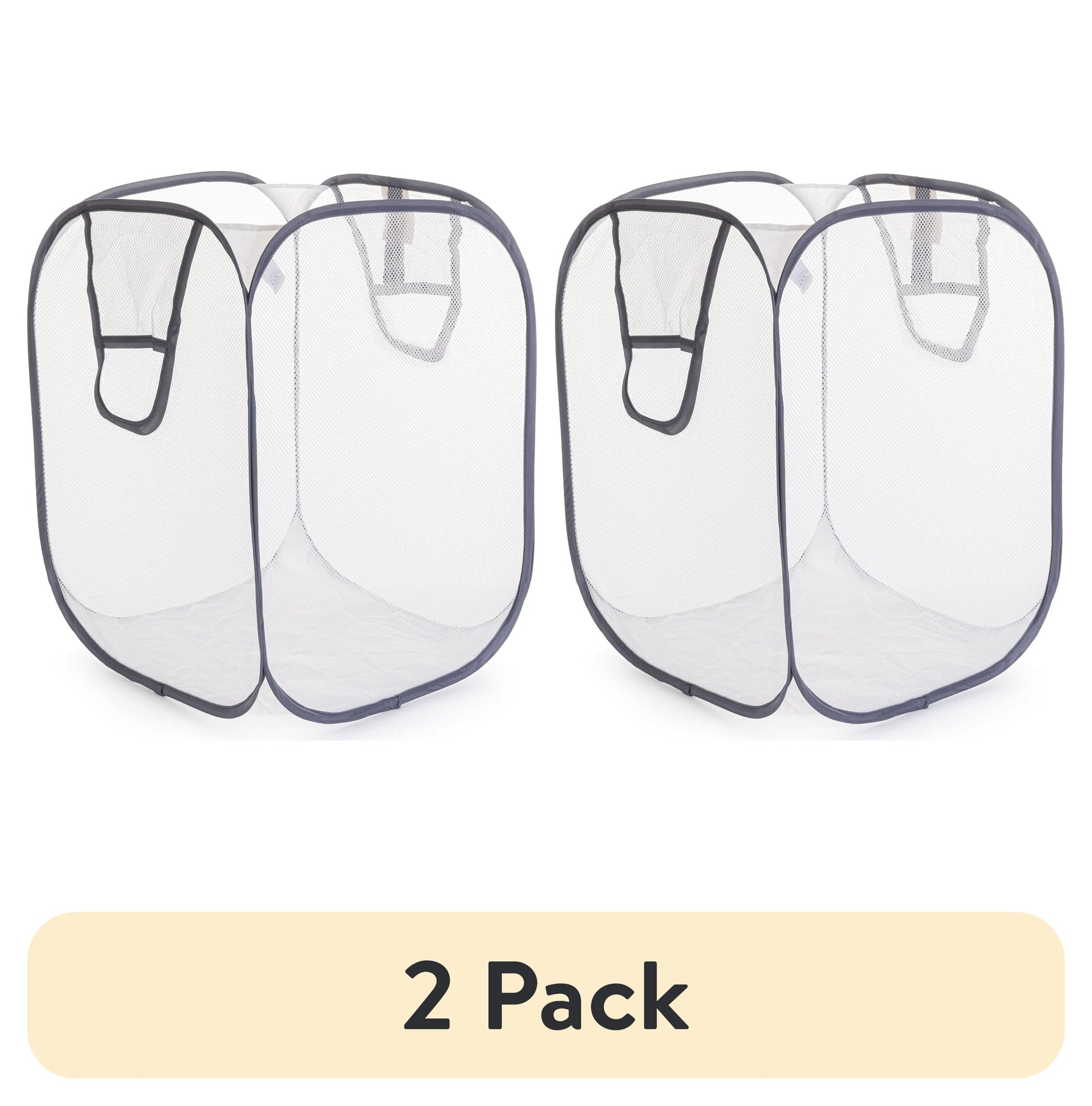 Jumbo Mesh Pop-Up Laundry Hamper Set (2-Pack) - White - Adult Size