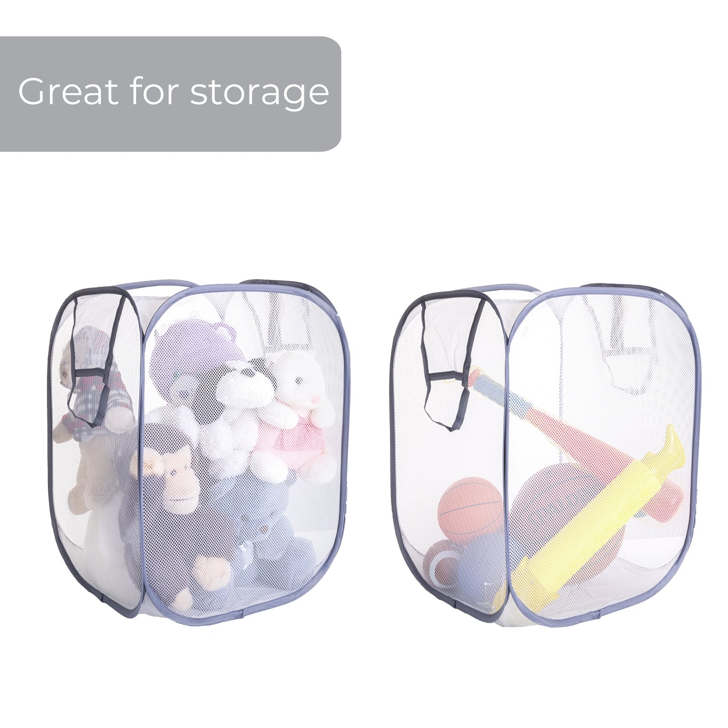 Jumbo Mesh Pop-Up Laundry Hamper Set (2-Pack) - White - Adult Size