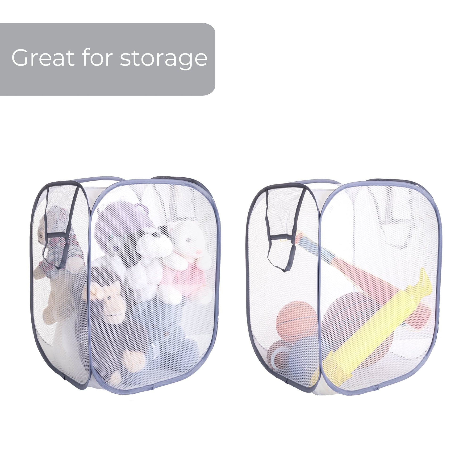 Jumbo Mesh Pop-Up Laundry Hamper Set (2-Pack) - White - Adult Size