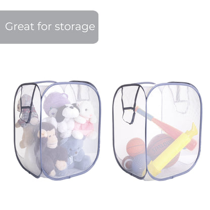 Jumbo Mesh Pop-Up Laundry Hamper Set (2-Pack) - White - Adult Size