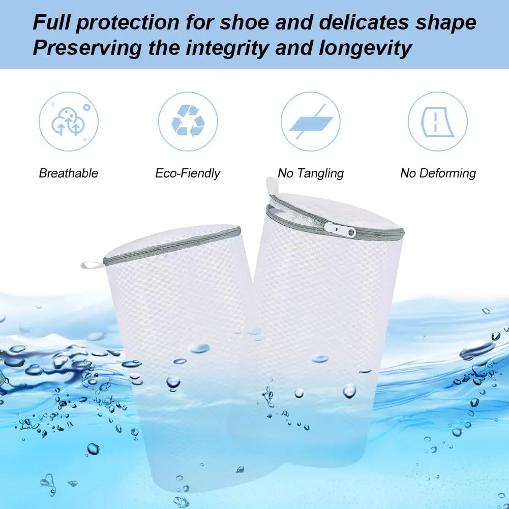 Mesh Shoe Cleaning Bags - Gray Zippered Laundry Bags for Sneakers and Gym Shoes, Made with 125 Honeycomb Fabric