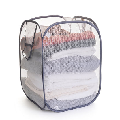 Jumbo Mesh Pop-Up Laundry Hamper Set (2-Pack) - White - Adult Size
