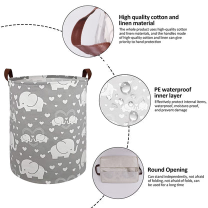 Laundry Hamper, Collapsible Laundry Basket Dorm, Baby Laundry Basket, Large Laundry Hamper Waterproof with Leather Handle for Dirty Clothes, Kids Toys, Bedroom, Bathroom