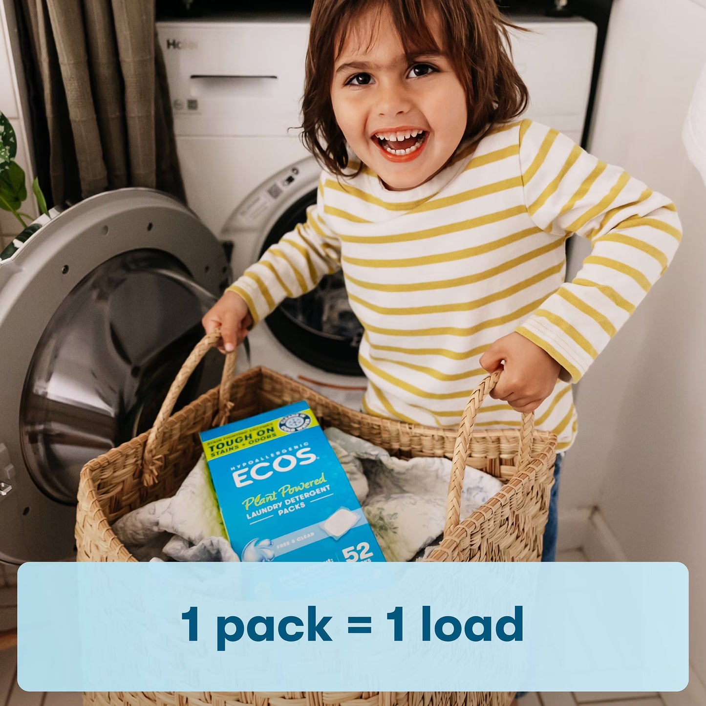 (2 Pack)  Hypoallergenic Laundry Detergent Packs for Sensitive Skin, Free & Clear, 52 Loads, Laundry Pods