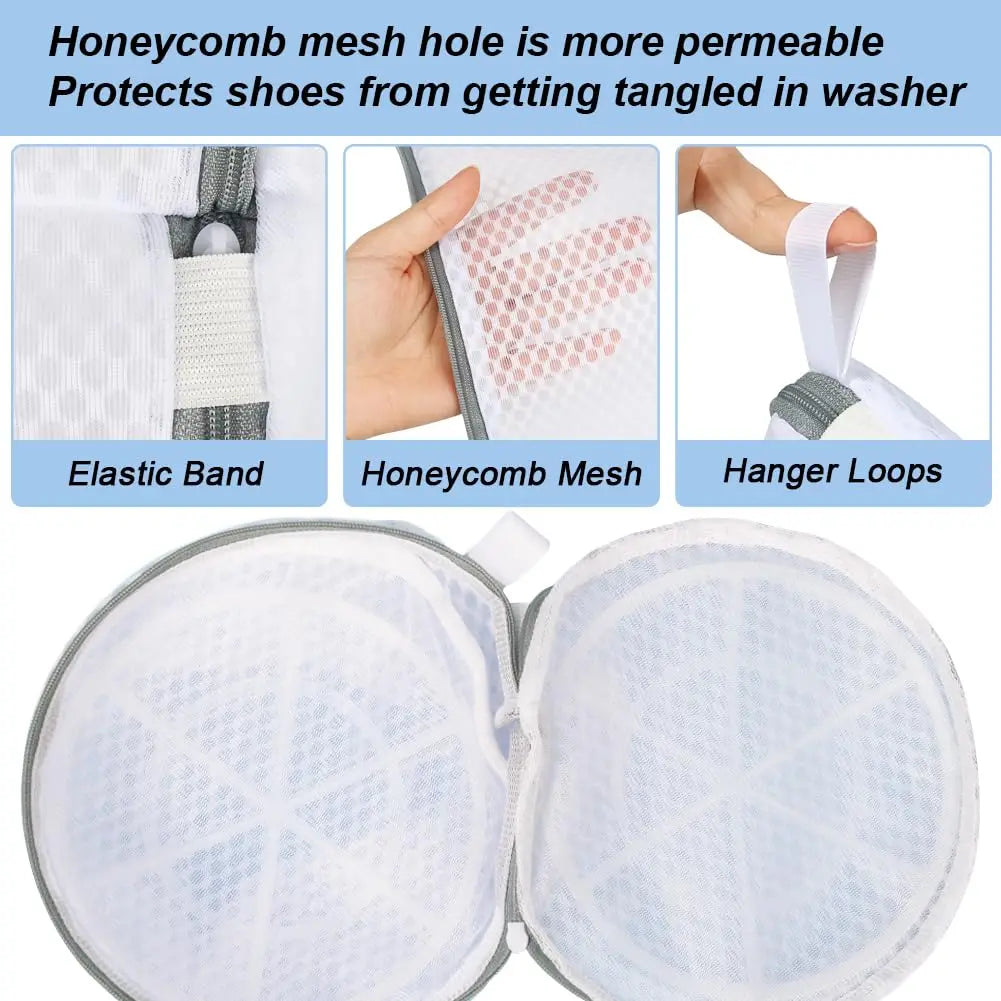 Shoe Wash Bags - Mesh Laundry Pouches for Sneakers and Socks, Ideal for Washing Machines and Travel Organization