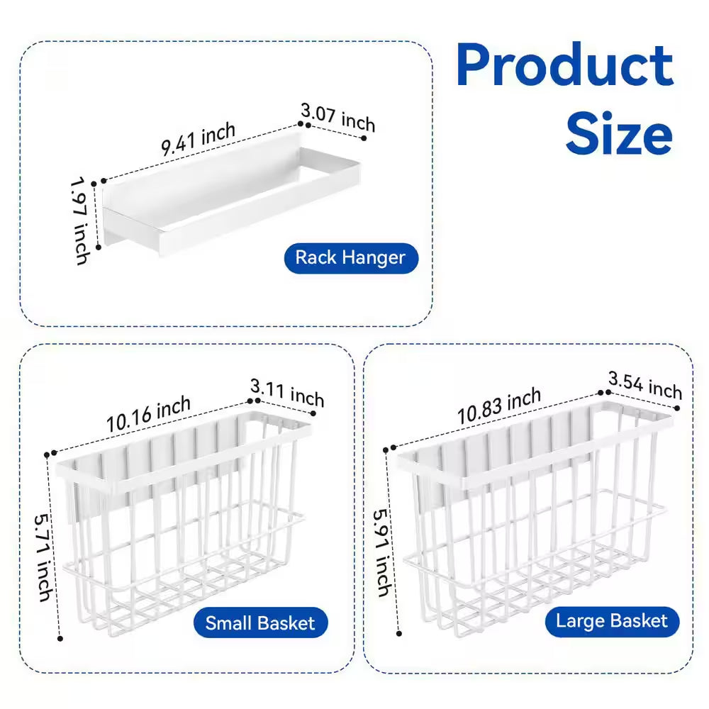Magnetic White Dryer Ball Holder and Hanger, 6" x 11" x 3.5" Laundry Room Storage Basket
