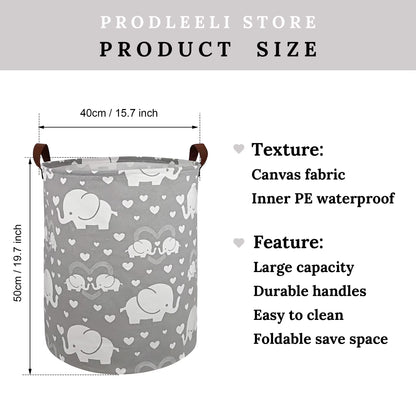 Laundry Hamper, Collapsible Laundry Basket Dorm, Baby Laundry Basket, Large Laundry Hamper Waterproof with Leather Handle for Dirty Clothes, Kids Toys, Bedroom, Bathroom