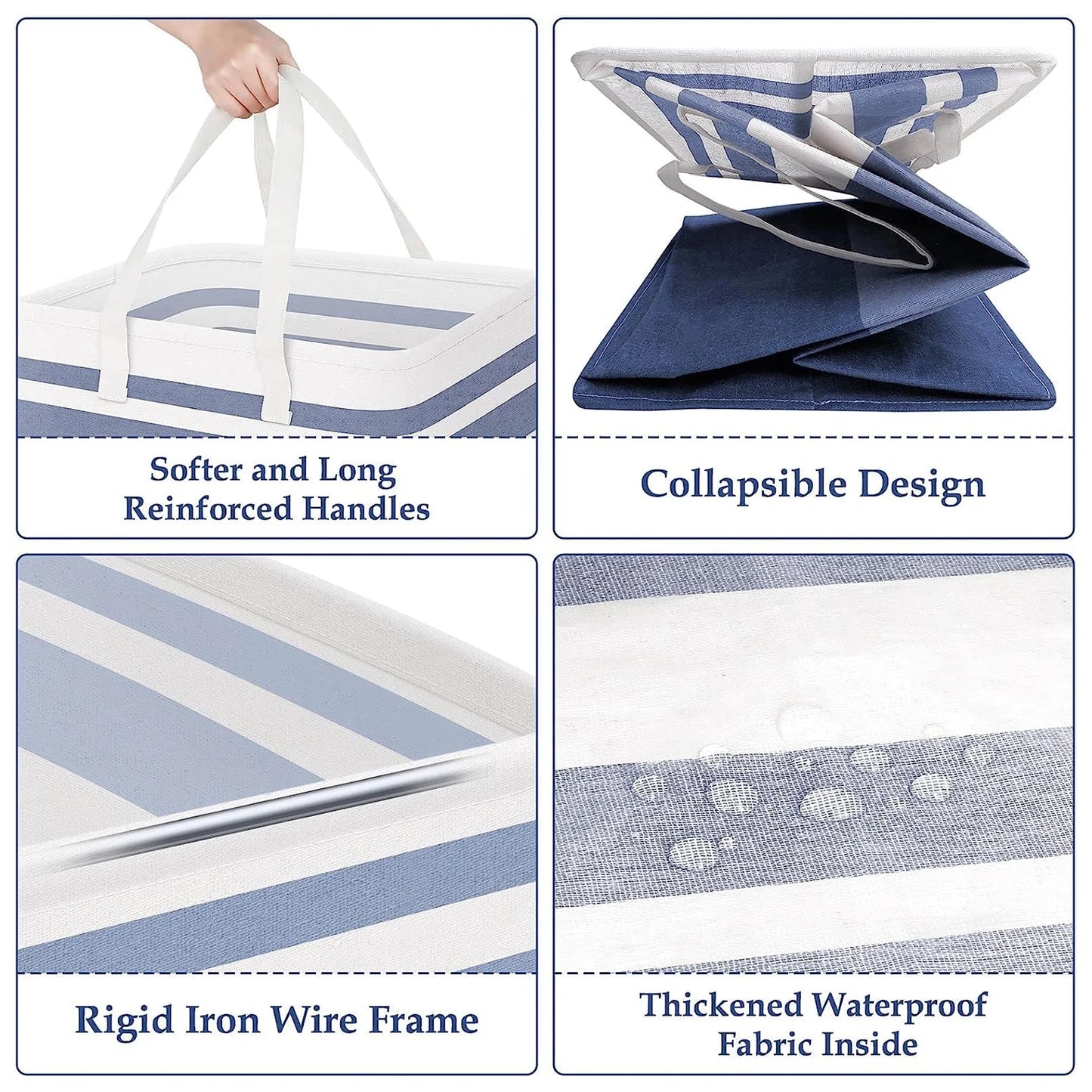 75L Waterproof 3-Bin Laundry Hamper Set, 3 Count, Gradient Blue