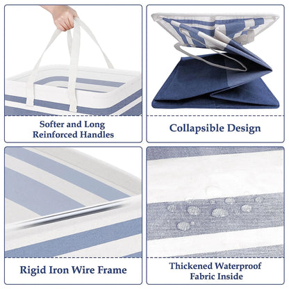 75L Waterproof 3-Bin Laundry Hamper Set, 3 Count, Gradient Blue