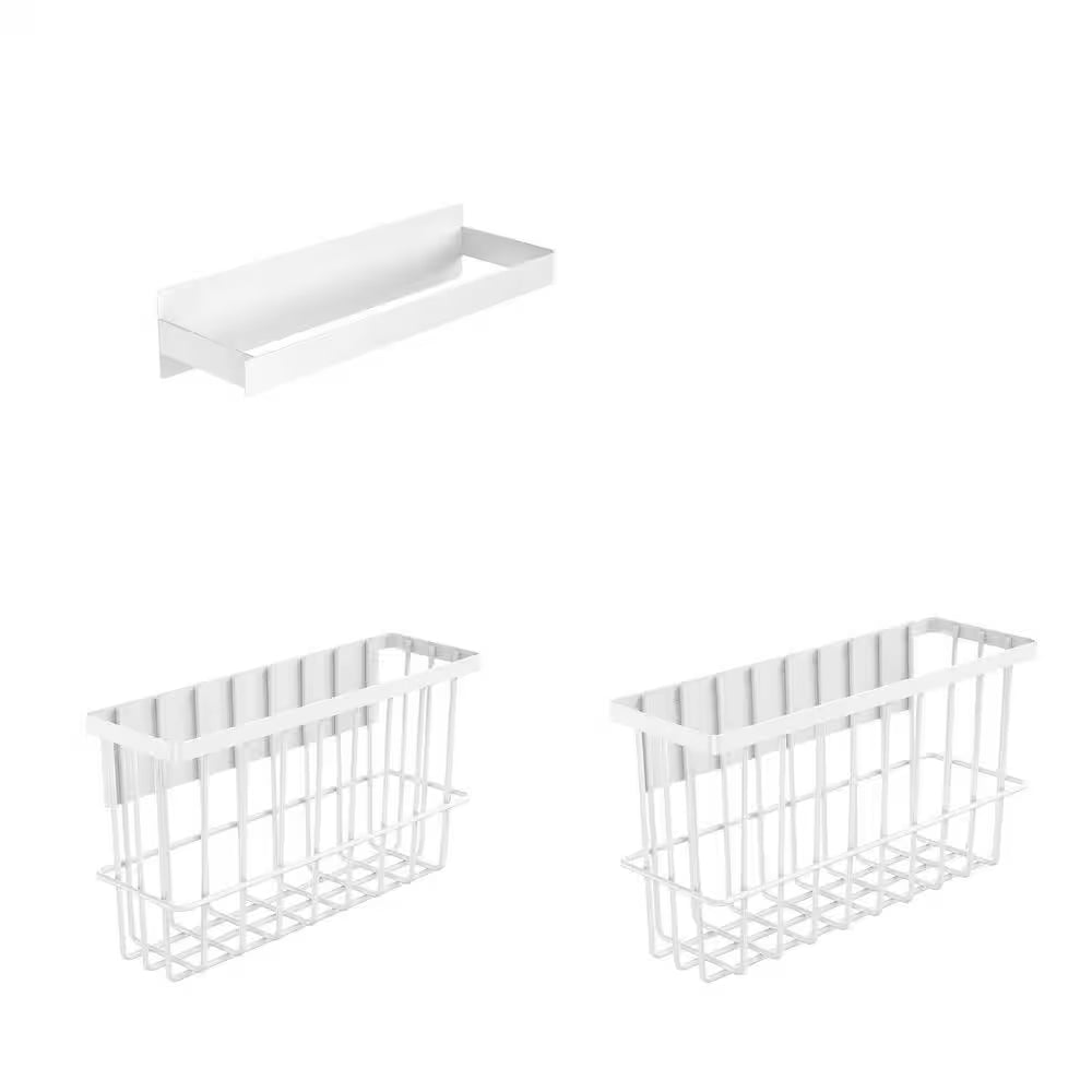 Magnetic White Dryer Ball Holder and Hanger, 6" x 11" x 3.5" Laundry Room Storage Basket
