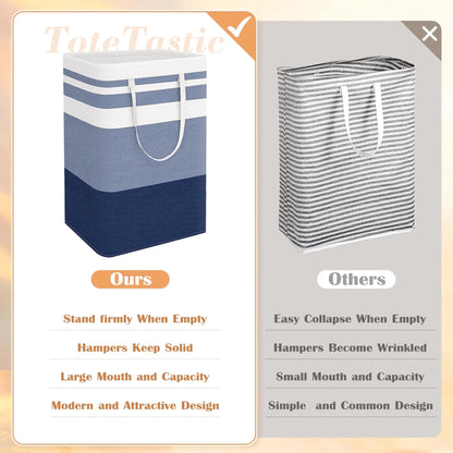 75L Waterproof 3-Bin Laundry Hamper Set, 3 Count, Gradient Blue
