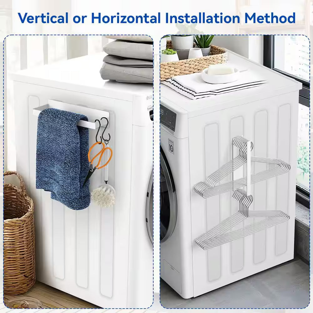 Magnetic White Dryer Ball Holder and Hanger, 6" x 11" x 3.5" Laundry Room Storage Basket