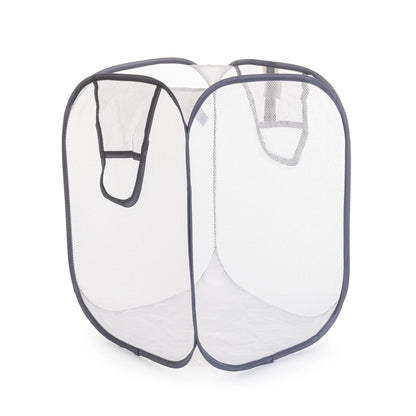 Jumbo Mesh Pop-Up Laundry Hamper Set (2-Pack) - White - Adult Size