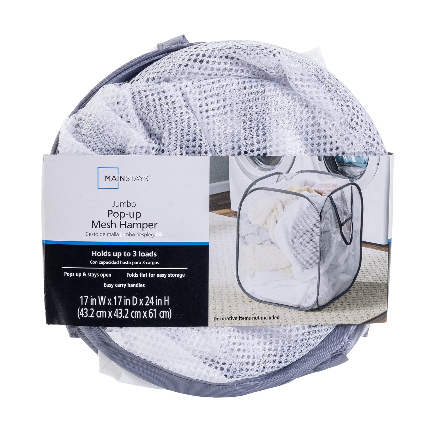 Jumbo Mesh Pop-Up Laundry Hamper Set (2-Pack) - White - Adult Size