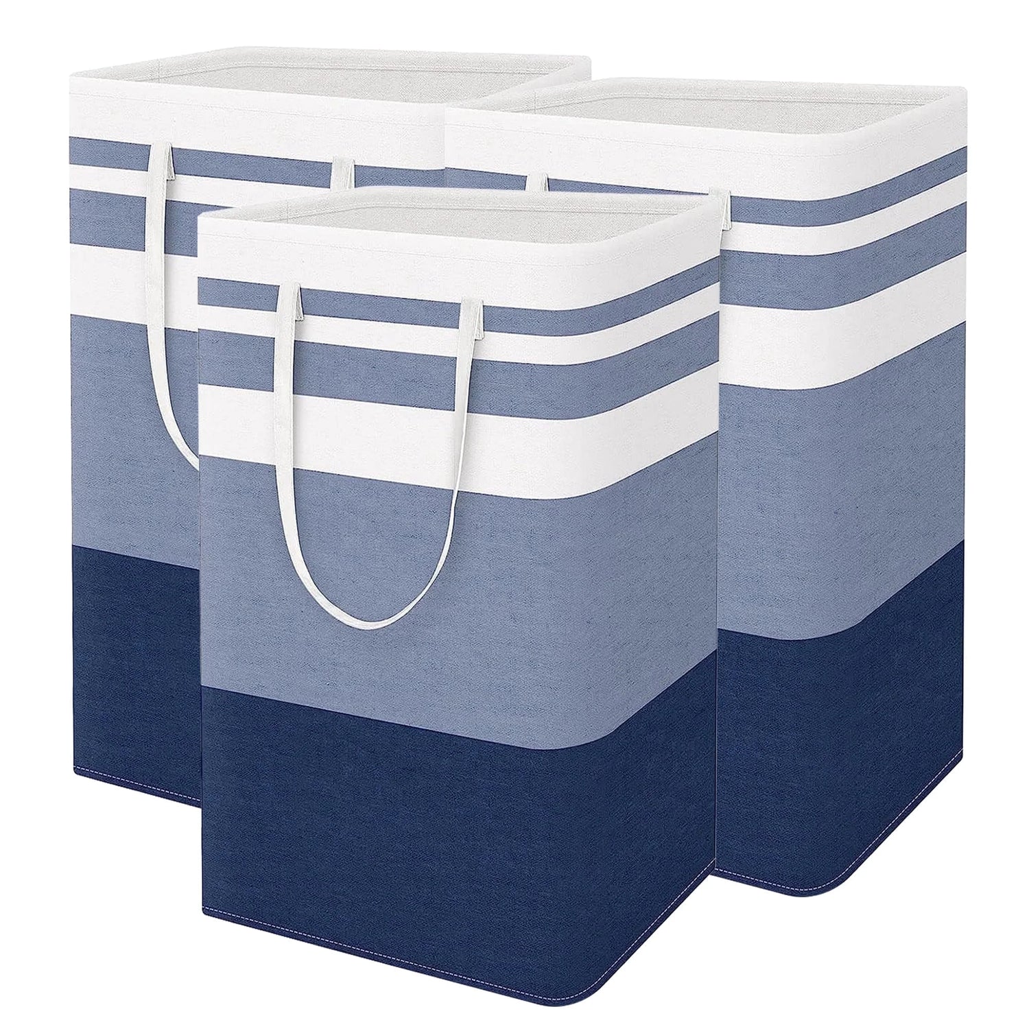 75L Waterproof 3-Bin Laundry Hamper Set, 3 Count, Gradient Blue