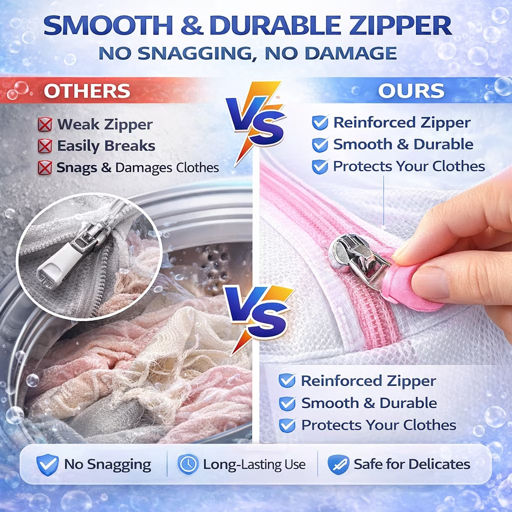 Delicate Care Mesh Laundry Wash Bags Set - 7 Multi-Size Bags with Smooth Zipper and Cover for Bras, Lingerie, Underwear, Baby Clothes, and Socks